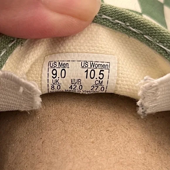 Vans Green and White Checkered slip ons - Picture 5 of 8